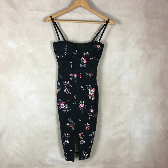 Material Girl Black Floral Bustier Bodycon Party Dress NWT SMALL - Picture 11 of 12